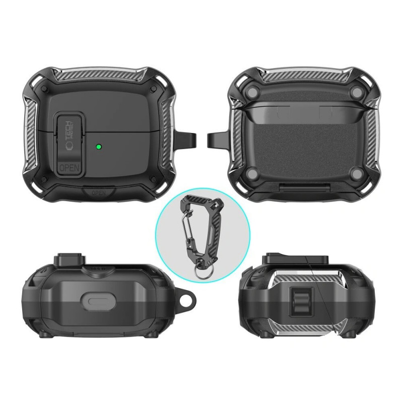 Tech-Protect Carbonox MagSafe dėklas THP4736, skirtas Samsung Galaxy Buds 3 / 3 FE / 3 Pro, juodas