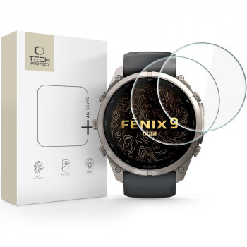 Tech-Protect Glass Fit+ grūdintas stiklas skirtas Garmin Fenix 9 Pro 51 mm, permatomas (2 vnt.)