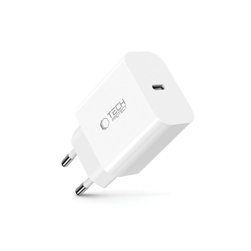 Tech-Protect NC20W 1 prievado USB-C sieninis įkroviklis PD20W, baltas