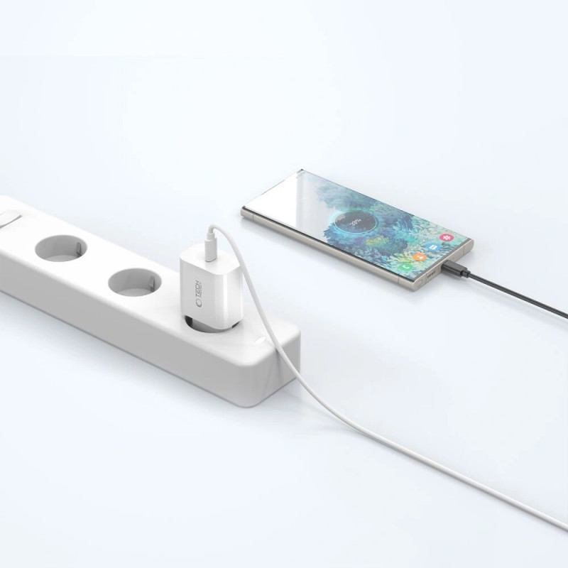 Tech-Protect NC20W 1 prievado USB-C sieninis įkroviklis PD20W, baltas