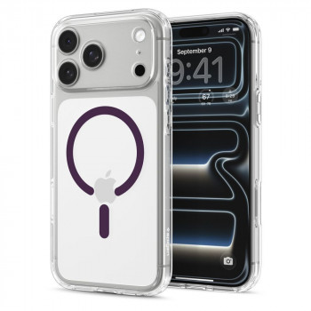 Spigen Ultra Hybrid MagSafe dėklas, skirtas Apple iPhone 17 Pro / 18 Pro, Clear/burgundy