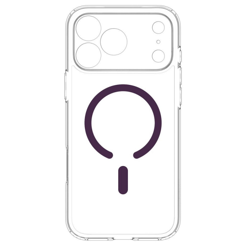 Spigen Ultra Hybrid MagSafe dėklas, skirtas Apple iPhone 17 Pro / 18 Pro, Clear/burgundy