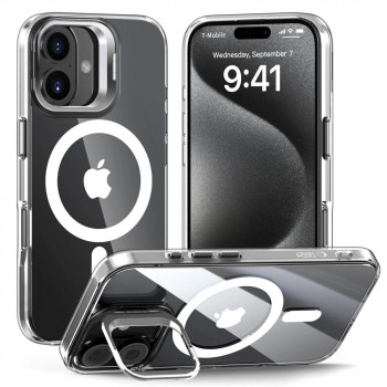Tech-Protect Magstand MagSafe dėklas, skirtas Apple iPhone 16, permatomas