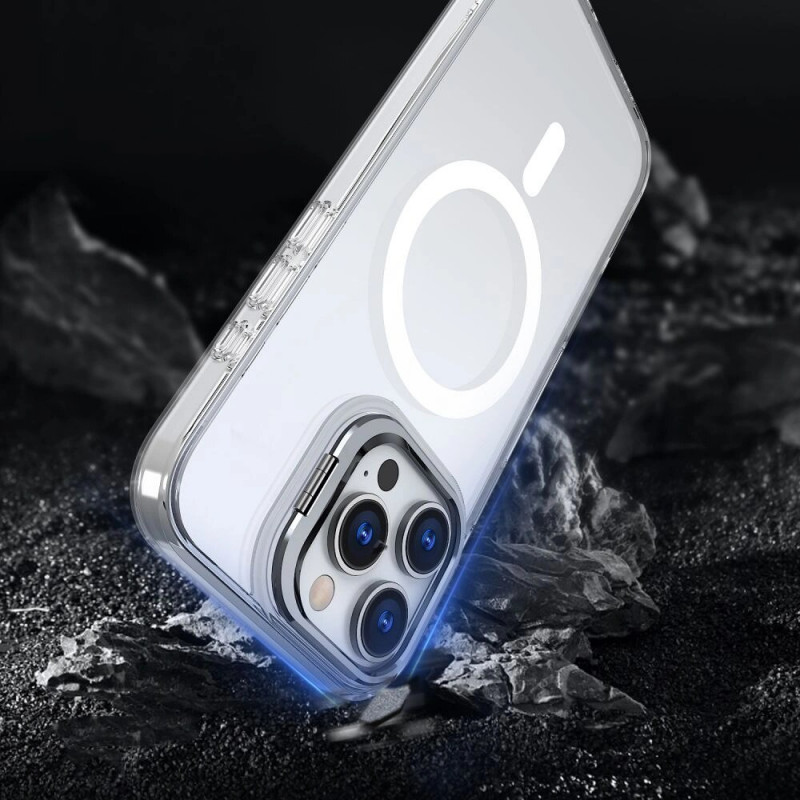 Tech-Protect Magstand MagSafe dėklas, skirtas Apple iPhone 16, permatomas