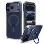 Spigen Ultra Hybrid Optik S MagSafe dėklas, skirtas Apple iPhone 17 Pro / 18 Pro, permatomas / tamsiai mėlynas