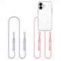 Tech-Protect Tech-Protect FlexAir Chain MagSafe dėklas, skirtas Apple iPhone 16, permatomas, su pilku ir rožiniu pakabukais