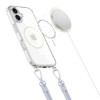 Tech-Protect Tech-Protect FlexAir Chain MagSafe dėklas, skirtas Apple iPhone 16, permatomas, su pilku ir rožiniu pakabukais