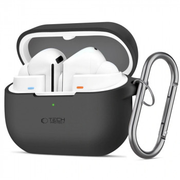 Tech-Protect silikoninis dėklas su kabliu Samsung Galaxy Buds 3 / 3 Pro, juodas