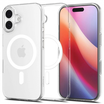 Spigen Liquid Crystal Mag MagSafe dėklas, skirtas Apple iPhone 17, skaidrus/baltas