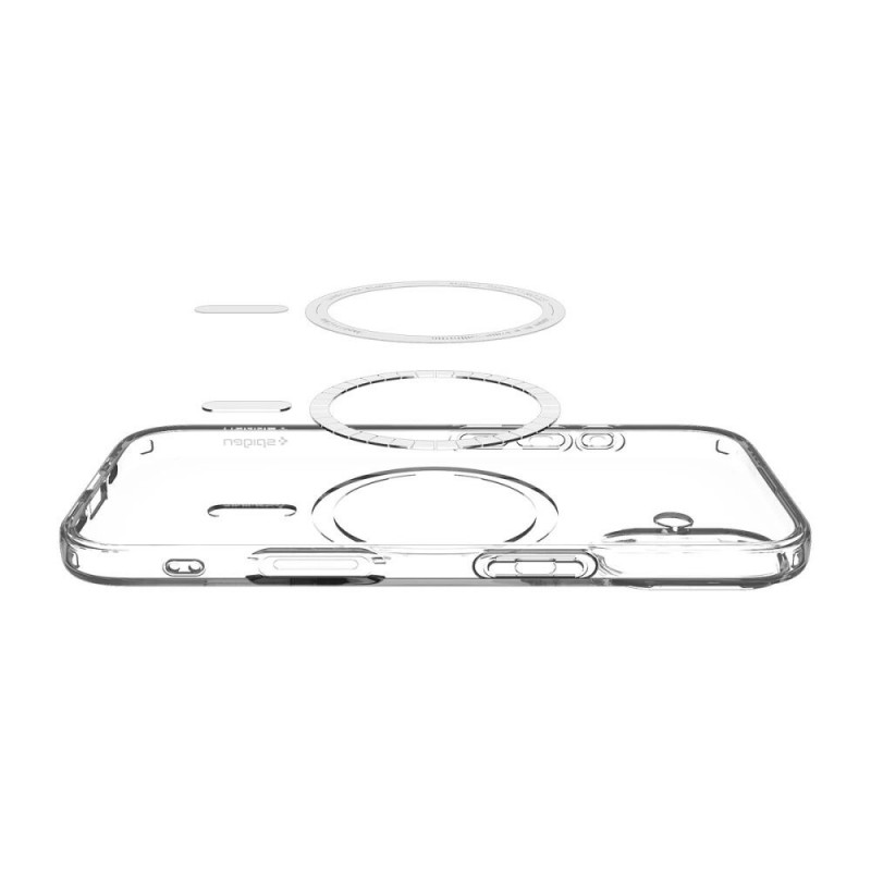 Spigen Liquid Crystal Mag MagSafe dėklas, skirtas Apple iPhone 17, skaidrus/baltas