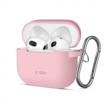 Tech-Protect silikoninis Silicone Hook dėklas Apple AirPods 3 su karabinu, Dusty Pink