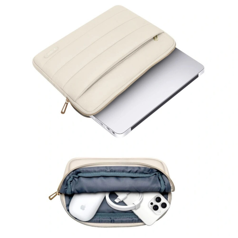 Tech-Protect Puffy nešiojamojo kompiuterio 13-14" dėklas su priedų krepšeliu, Sand