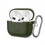 Tech-Protect silikoninis Silicone Hook dėklas, skirtas Apple AirPods 3, su karabinu, Olive Green