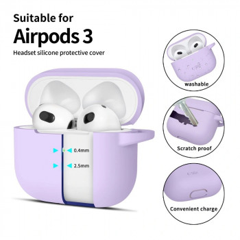 Tech-Protect silikoninis Silicone Hook dėklas su karabinu Apple AirPods 3, Lavender