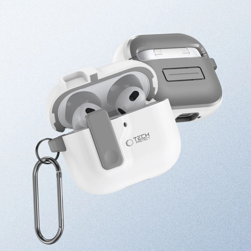 Tech-Protect plonas dėklas su kabliu Apple AirPods 4, baltas