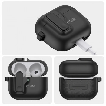 Tech-Protect plonas kabliuko dėklas Apple AirPods 4, juodas
