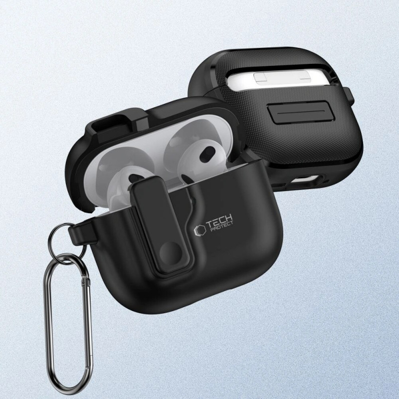 Tech-Protect plonas kabliuko dėklas Apple AirPods 4, juodas