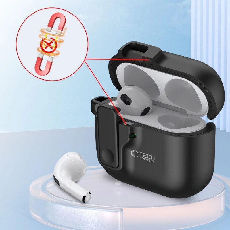 Tech-Protect plonas kabliuko dėklas Apple AirPods 4, juodas