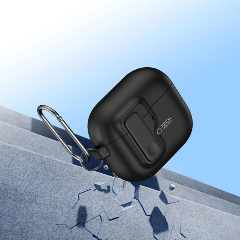 Tech-Protect plonas kabliuko dėklas Apple AirPods 4, juodas