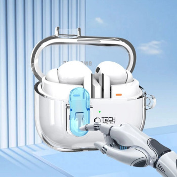 Tech-Protect FlexAir dėklas su karabinu Samsung Galaxy Buds 3 / 3 Pro, permatomas