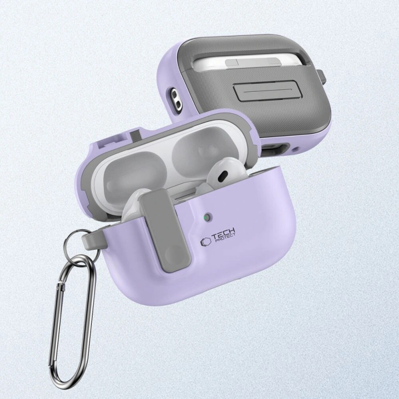 Tech-Protect plonas dėklas su kabliu Apple AirPods Pro 1 / 2, levandų spalvos