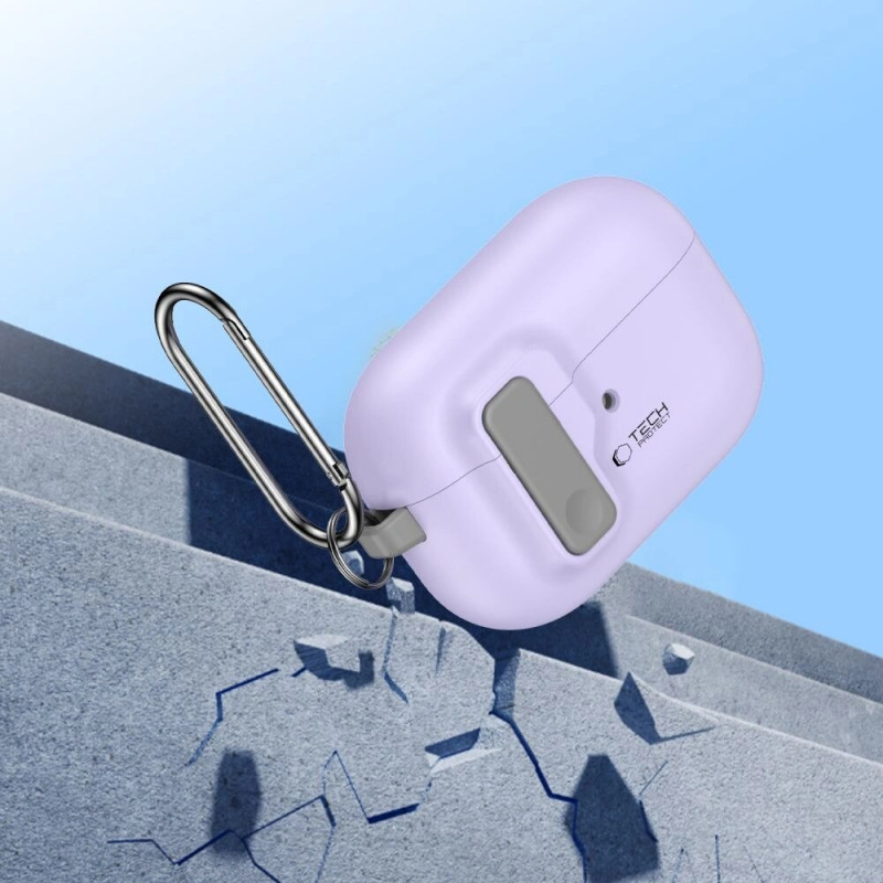 Tech-Protect plonas dėklas su kabliu Apple AirPods Pro 1 / 2, levandų spalvos