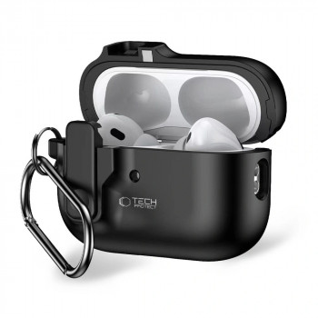 Tech-Protect plonas dėklas su kabliu Apple AirPods Pro 1 / 2, juodas