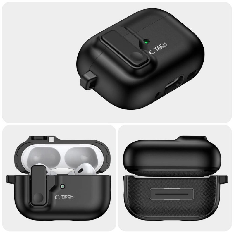 Tech-Protect plonas dėklas su kabliu Apple AirPods Pro 1 / 2, juodas