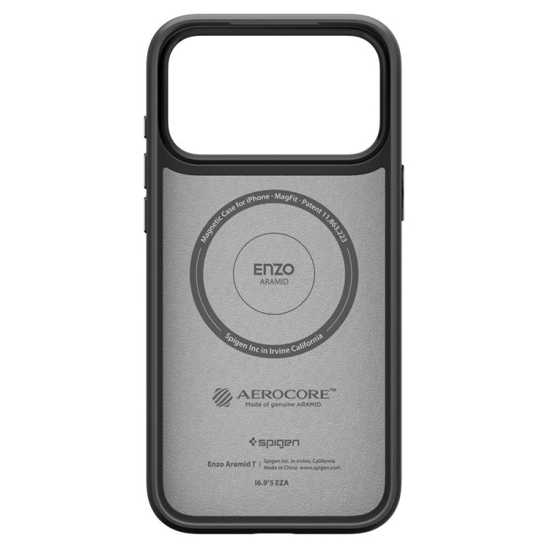 Spigen Enzo Aramid T Mag MagSafe dėklas, skirtas Apple iPhone 17 Pro Max / 18 Pro Max, juodas