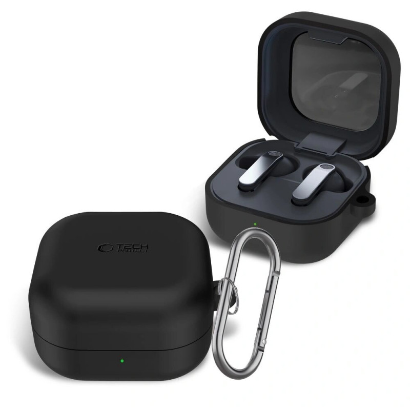 Tech-Protect silikoninis dėklas su segtuku Samsung Galaxy Buds 4 / 4 Pro, juodas