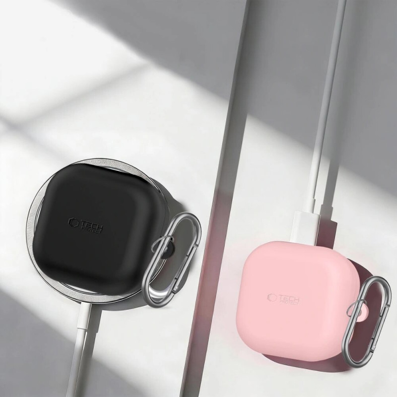 Tech-Protect silikoninis dėklas su segtuku Samsung Galaxy Buds 4 / 4 Pro, juodas