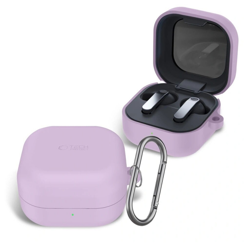 Tech-Protect silikoninis dėklas su kabliu Samsung Galaxy Buds 4 / 4 Pro, levandų spalvos