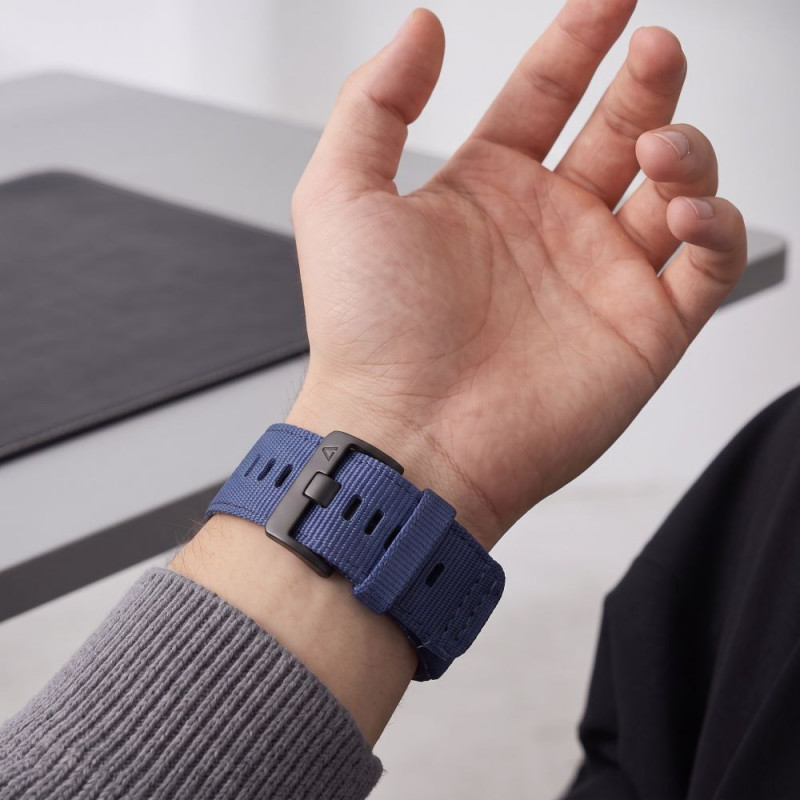 Tech-Protect nailono Classic laikrodžio dirželis, skirtas Garmin Fenix 5X / 5X Plus / 6X / 6X Pro / 7X / 8 / 8 Pro / 9 / 9 Pro 47 mm, Midnight Navy