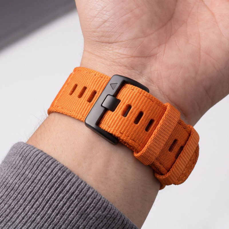 Tech-Protect nailono Classic laikrodžio dirželis, skirtas Garmin Fenix 5X / 5X Plus / 6X / 6X Pro / 7X / 8 / 8 Pro / 9 / 9 Pro 47 mm, Signal Orange