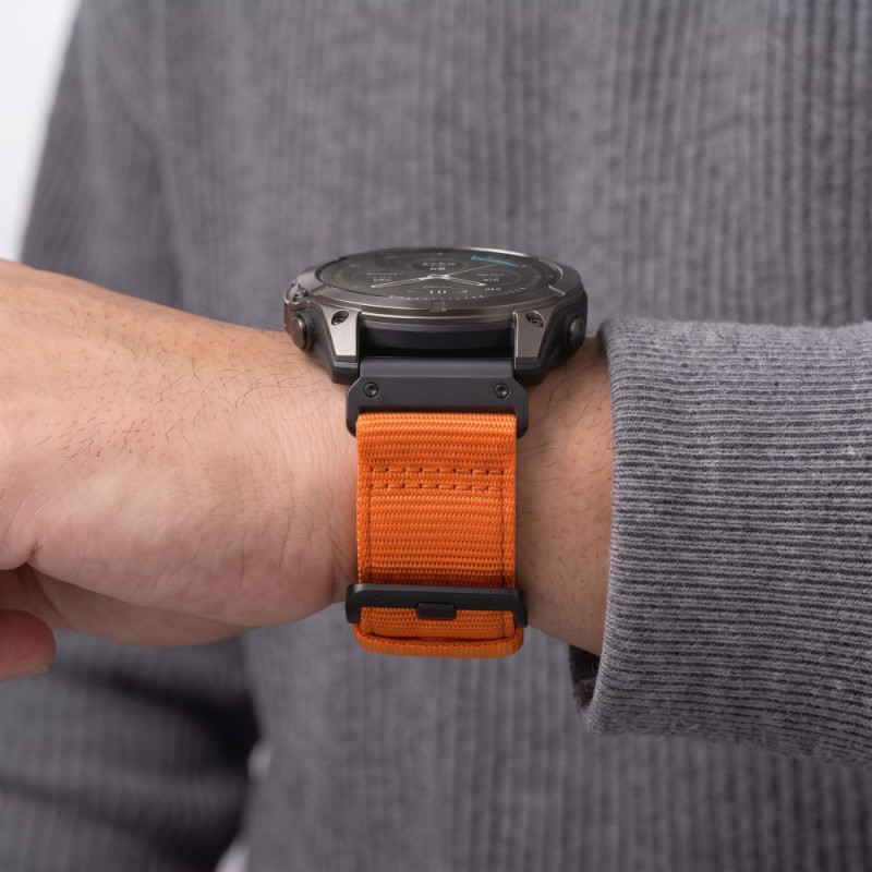 Tech-Protect nailono Classic laikrodžio dirželis, skirtas Garmin Fenix 5X / 5X Plus / 6X / 6X Pro / 7X / 8 / 8 Pro / 9 / 9 Pro 47 mm, Signal Orange