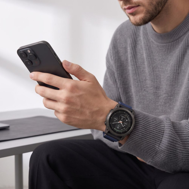 Tech-Protect Nailono Classic laikrodžio dirželis, skirtas Garmin Fenix 5X / 5X Plus / 6X / 6X Pro / 7X / 8 / 8 Pro / 9 / 9 Pro 51 mm, Midnight Navy