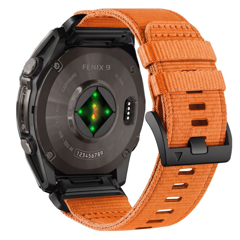 Tech-Protect nailono Classic laikrodžio dirželis, skirtas Garmin Fenix 5X / 5X Plus / 6X / 6X Pro / 7X / 8 / 8 Pro / 9 / 9 Pro 51 mm, Signal Orange
