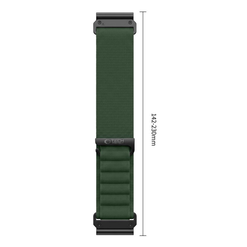 Tech-Protect Nylon Pro laikrodžio dirželis skirtas Garmin Fenix 5X / 5X Plus / 6X / 6X Pro / 7X / 8 / 8 Pro / 9 / 9 Pro (47 mm), military green
