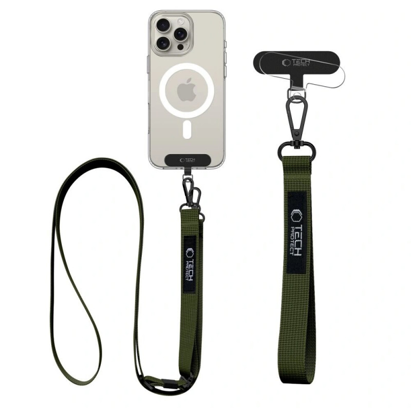 Tech-Protect C6S Rope Crossbody telefono pakabukas 2-in-1, Cargo Khaki (alyvuogių)
