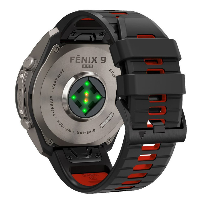 Tech-Protect Iconband Pro laikrodžio dirželis, skirtas Garmin Fenix 5X / 5X Plus / 6X / 6X Pro / 7X / 8 / 8 Pro / 9 / 9 Pro (47 mm), juodas / raudonas