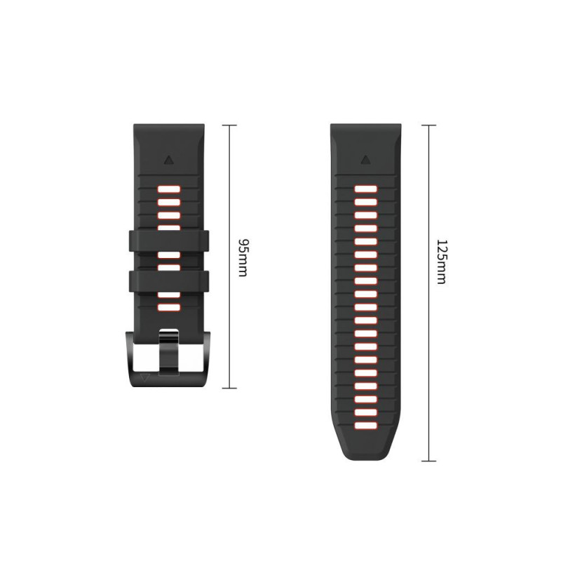 Tech-Protect Iconband Pro laikrodžio dirželis, skirtas Garmin Fenix 5X / 5X Plus / 6X / 6X Pro / 7X / 8 / 8 Pro / 9 / 9 Pro (47 mm), juodas / raudonas