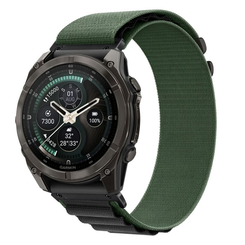 Tech-Protect Nylon Pro THP6034 laikrodžio dirželis, skirtas Garmin Fenix 5X / 5X Plus / 6X / 6X Pro / 7X / 8 / 8 Pro / 9 / 9 Pro (51 mm), žalias / juodas