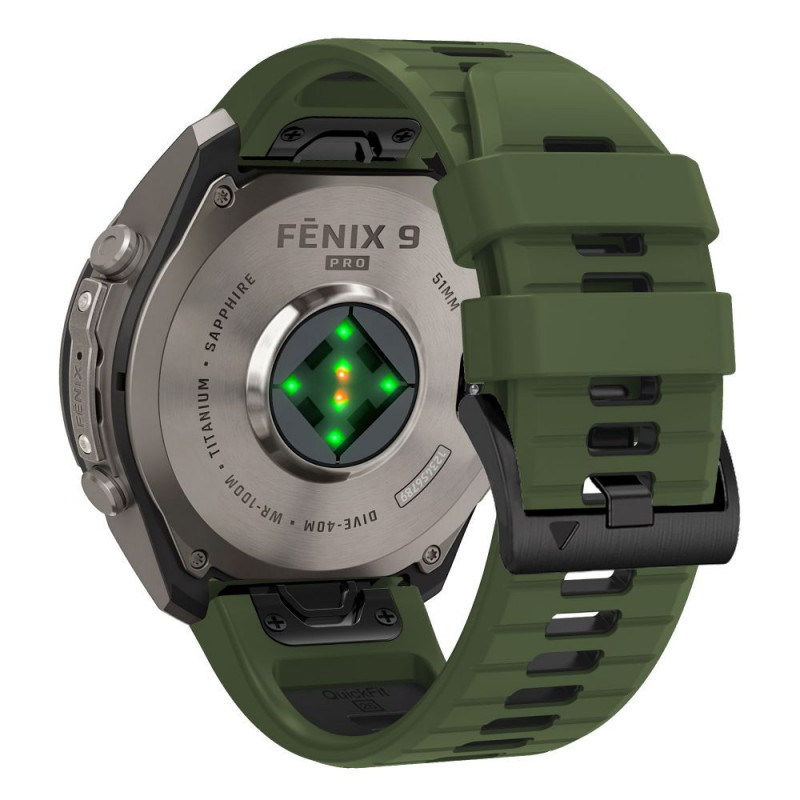 Tech-Protect Iconband Pro THP6041 laikrodžio dirželis, skirtas Garmin Fenix 5X / 5X Plus / 6X / 6X Pro / 7X / 8 / 8 Pro / 9 / 9 Pro (51 mm), žalias / juodas