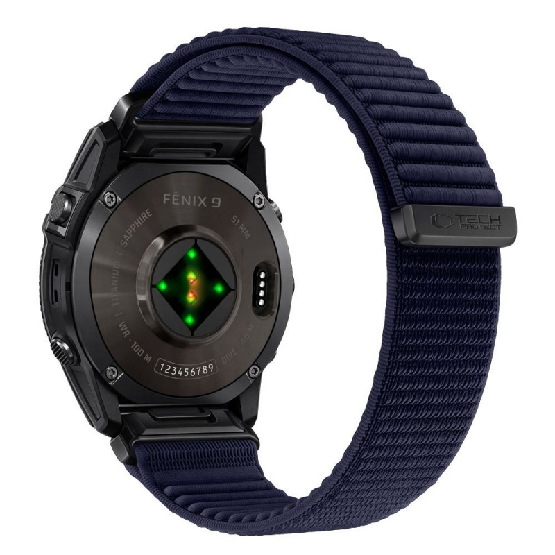Tech-Protect NylonLoop THP6105 laikrodžio dirželis, skirtas Garmin Fenix 5X / 5X Plus / 6X / 6X Pro / 7X / 8 / 8 Pro / 9 / 9 Pro (51 mm), tamsiai mėlynas