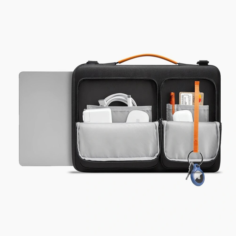 Tech-Protect Defender Bag THP4355 nešiojamojo kompiuterio krepšys 13-14", juodas/oranžinis