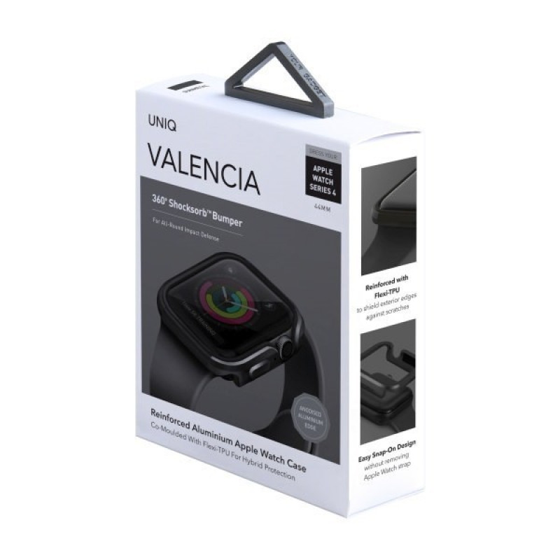 UNIQ Valencia dėklas, skirtas Apple Watch Series 4/5/6/SE 44 mm, Gunmetal Grey