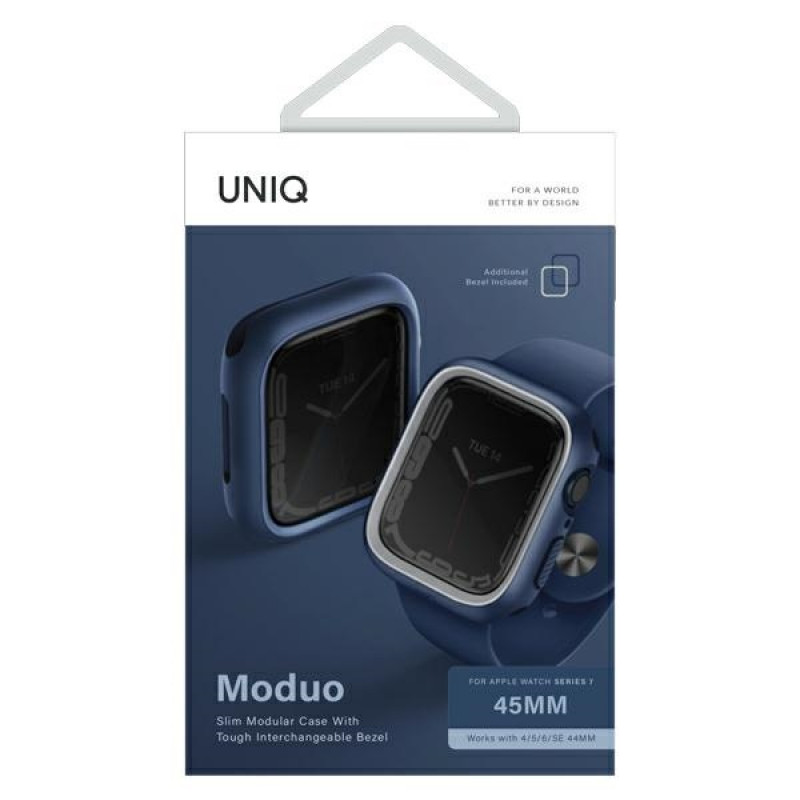 UNIQ Moduo dėklas, skirtas Apple Watch 4/5/6/7/8/9/SE 44/45 mm, mėlynai pilkas
