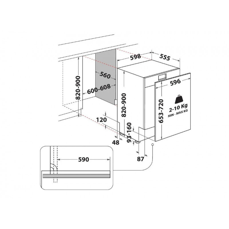 Whirlpool WH7ITD14C6N6 įmontuojama indaplovė, 60 cm, 46 dB, 14 vietų