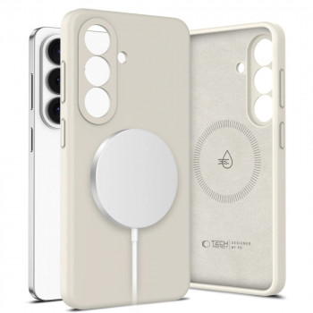 Tech-Protect silikoninis MagSafe dėklas, skirtas Samsung Galaxy S26+, Cosmic Latte