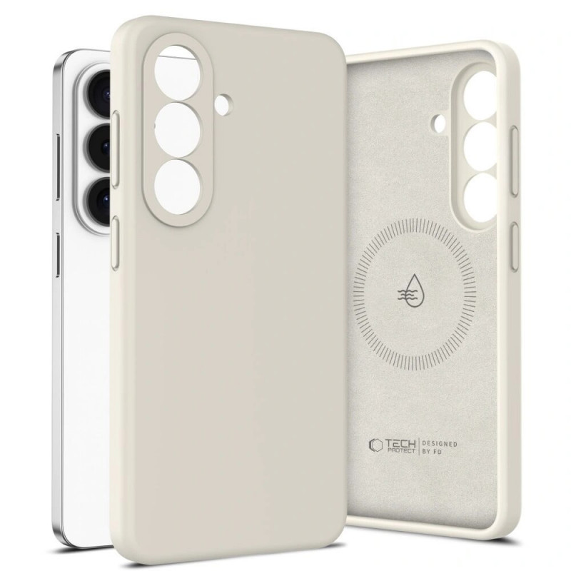 Tech-Protect silikoninis MagSafe dėklas, skirtas Samsung Galaxy S26+, Cosmic Latte